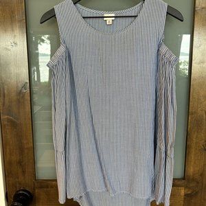 Target Blue and White Striped Flowy Long Sleeve Blouse